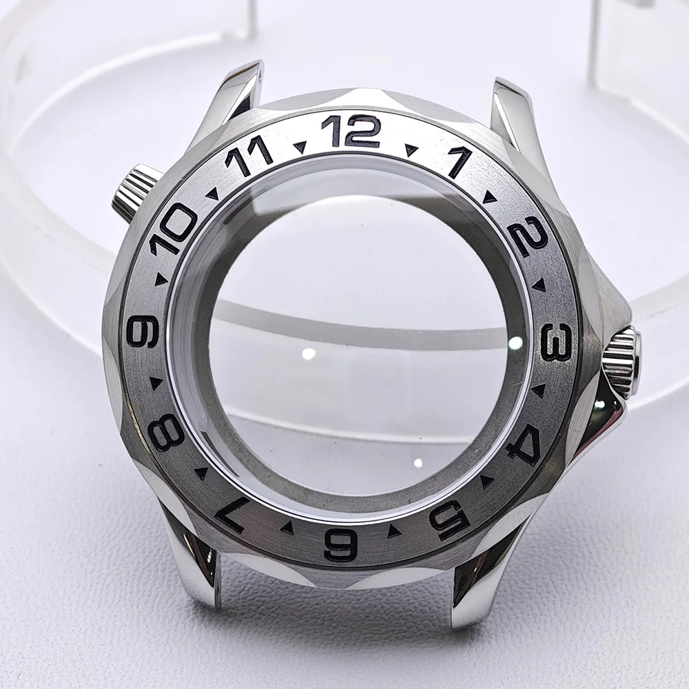 High-Quality Silver Diving Watch Case for Men with Automatic Movement