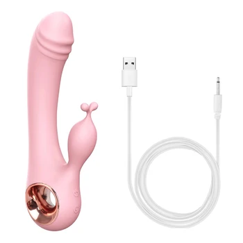 USB Rechargeable Dildo Rabbit Vibrator Sex Toys for Women Vaginal Anal Massager G Spot Clitoris Stimulation 10 Frequency 2