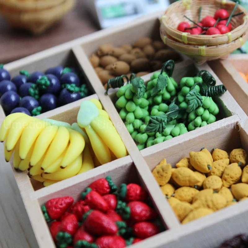 Dollhouse Miniature Fruit 1:12 Watermalon Strawberry Pretend Play Food Mini Kitchen for Barbies OB11 Doll Accessories Toy pretend food toys pretend kitchen toys kitchen toys doll house toys