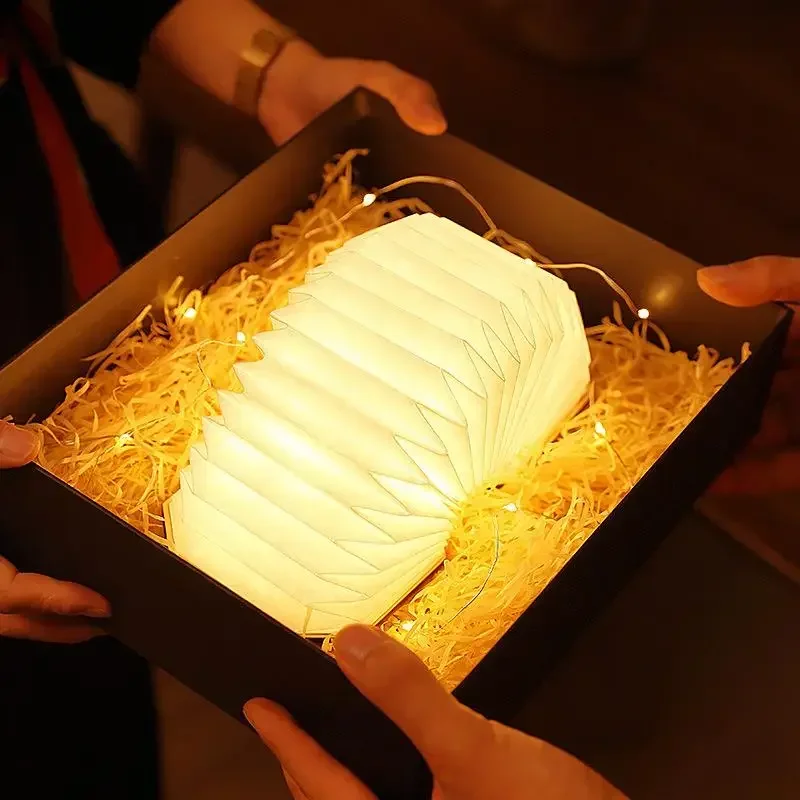 Portable Led Retro Lamp Creative Usb Rechargeable Wooden Lamp 360° Folding Organ Book Light Decor Bedroom Desk Table Lamp 2024