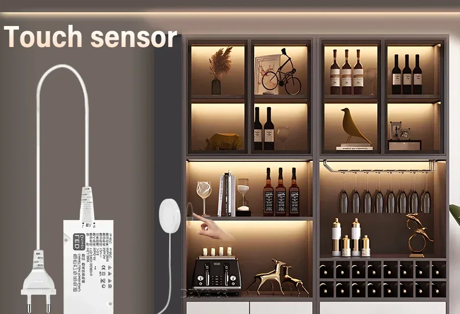 Description Picture 2 of item220V/110V lighting for cabinet lampara led closet motion light EU COB Strip Kitchen Wardrobe Indoor Penetrable Hand Scan Touch
