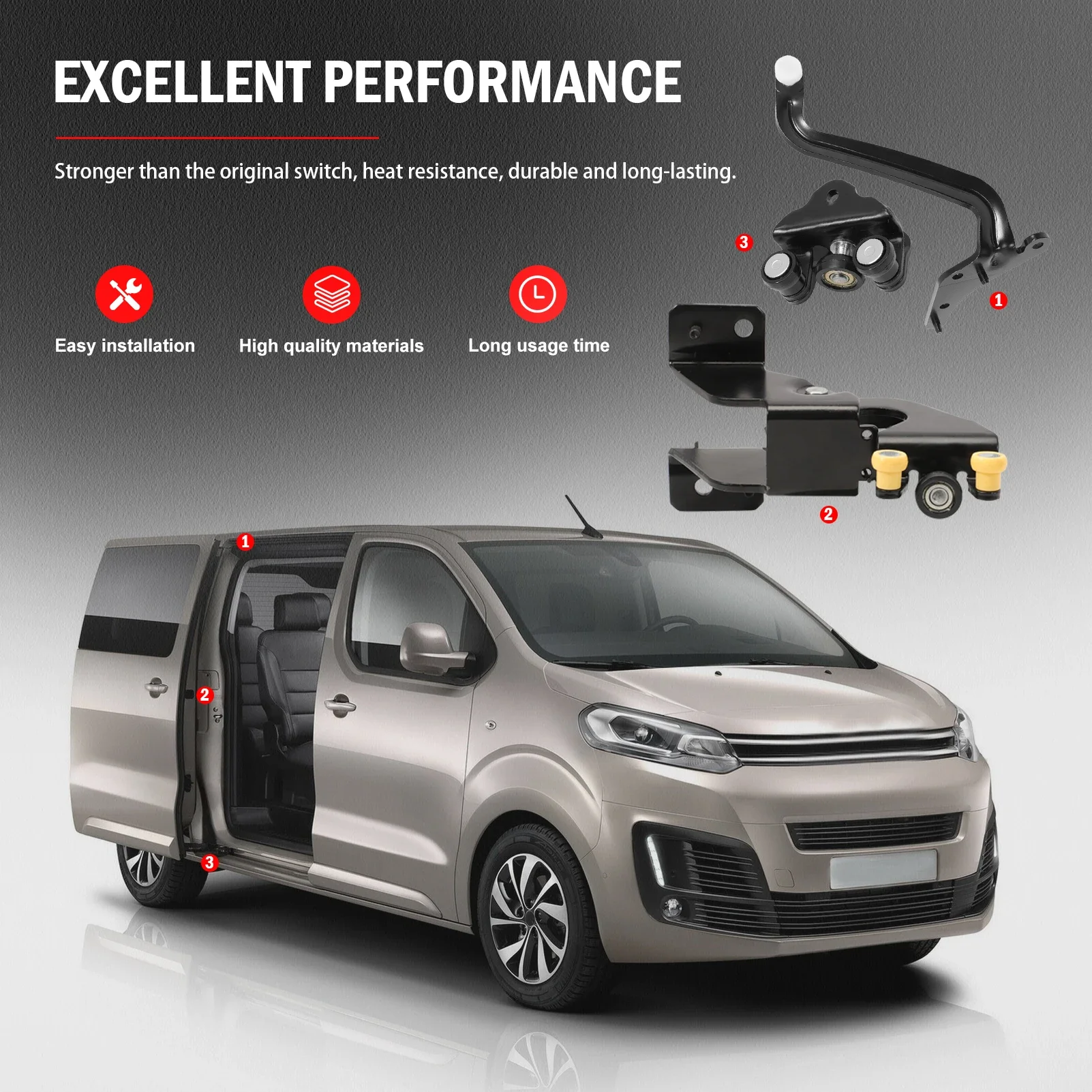 Side Door Wheel Kit 9033.T7 9033.T9 1498205080 For Citroen Jumpy 2 Fiat Scudo 2 Peugeot Expert 2007- Sliding Door Roller