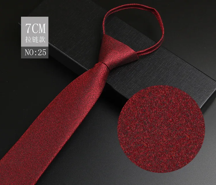 Luxuriöse 7 cm Herren-Krawatte, vorgebunden, leicht zu tragen, Krawatte für Männer, Reißverschluss, faul, vorgebunden, Business, Hochzeit, Streifen, kariert, Damen-Krawatte – Detail 29