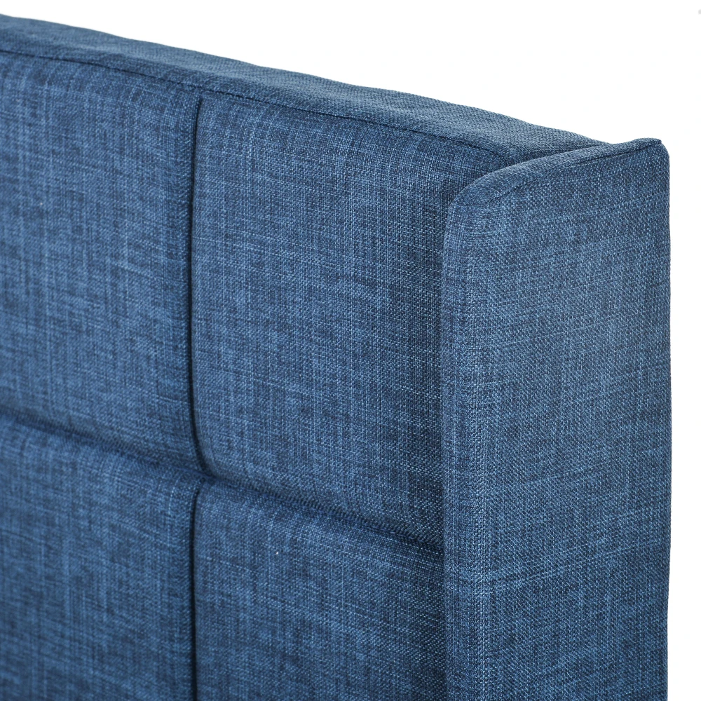 Modernes, mit Leinen gepolstertes Doppelbett, 140 x 200 cm – weich gepolstertes Bett mit Gitterkopfteil, stabile Unterstützung ohne Matratze – Detail 25