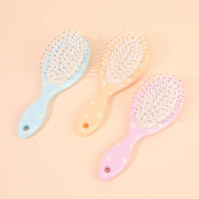 귀여운 마카롱 데이지 프린트 에어 쿠션 빗 미용 전문 두피 마사지 어린이용 작은 빗 세련된 헤어 도구