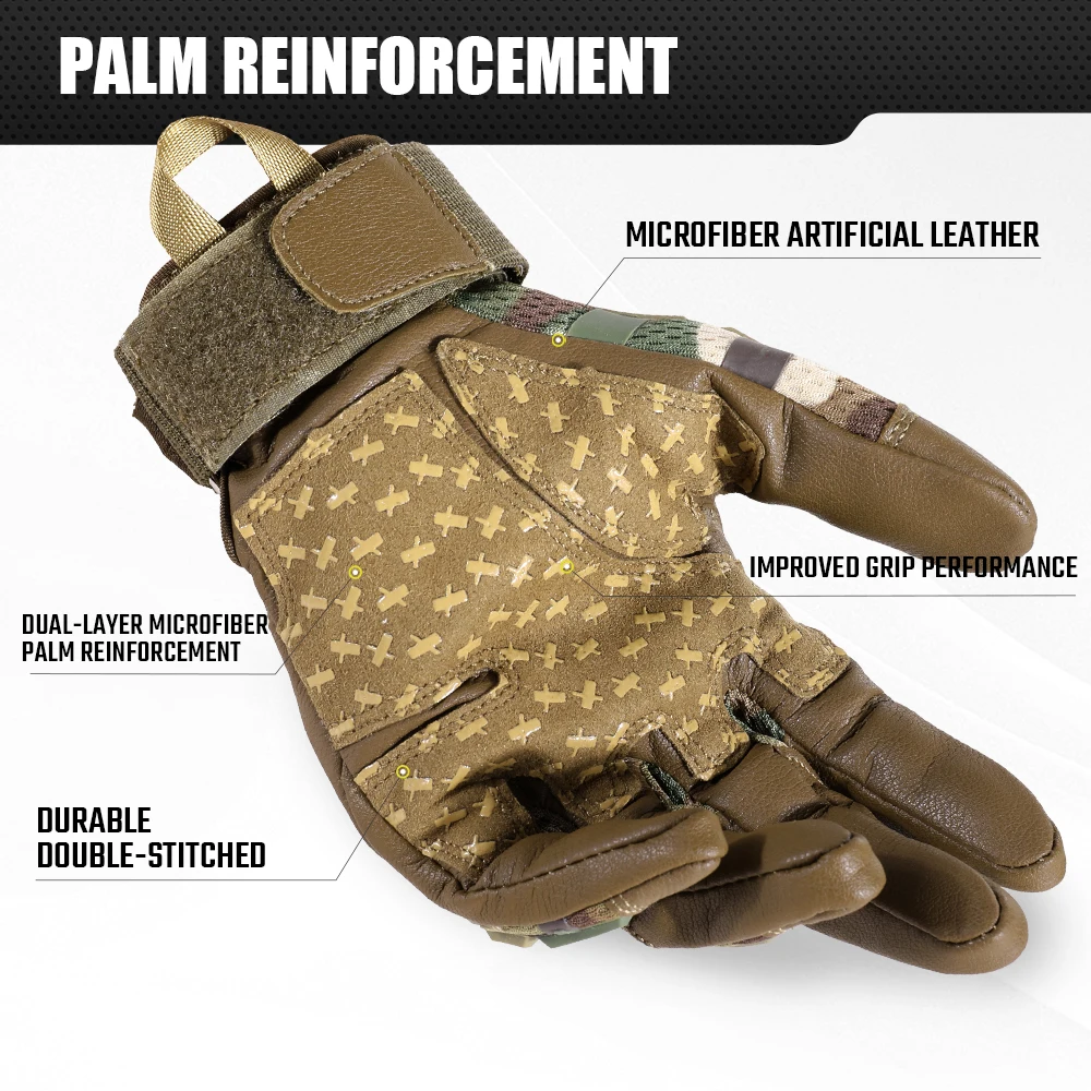 Touch Screen PU Leather Tactical Outdoor Sport Gloves