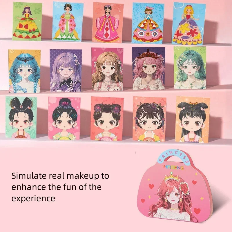 Children's playhouse toys princess makeup bag sticker diamond sticker and makeup in one DIY toy girls gift