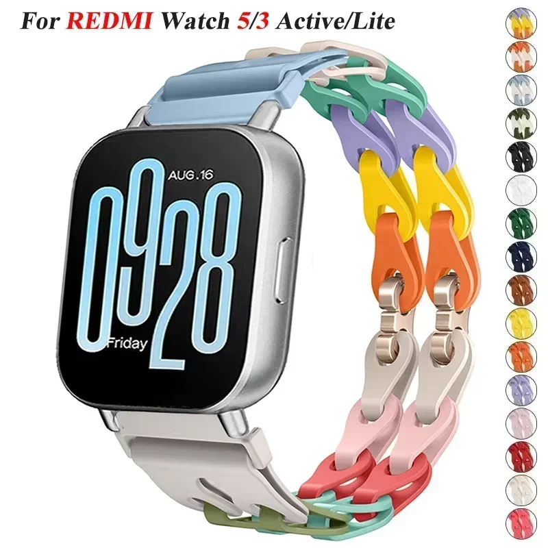 Stylish Chain Strap Silicone Band Bracelet for Smartwatch Replacement, 22mm Wristband