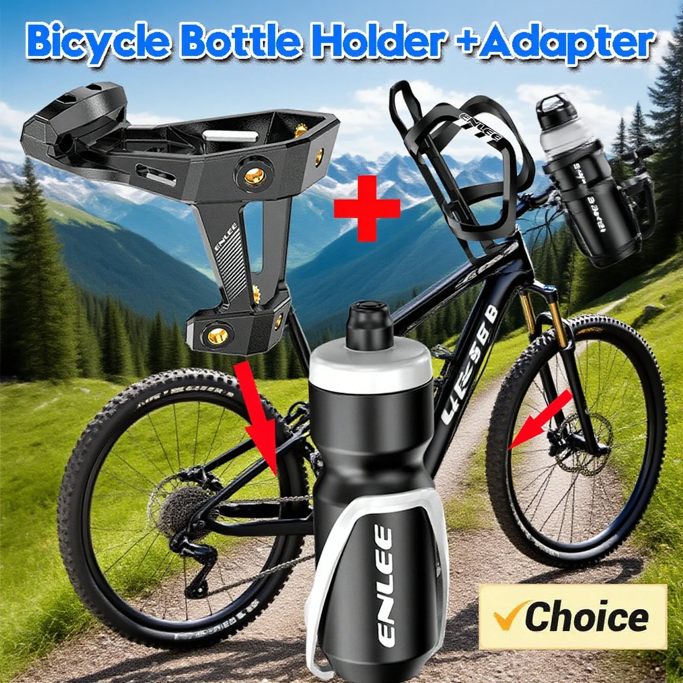 Black PC Lightweight Bicycle Water Bottle Holder Adapter