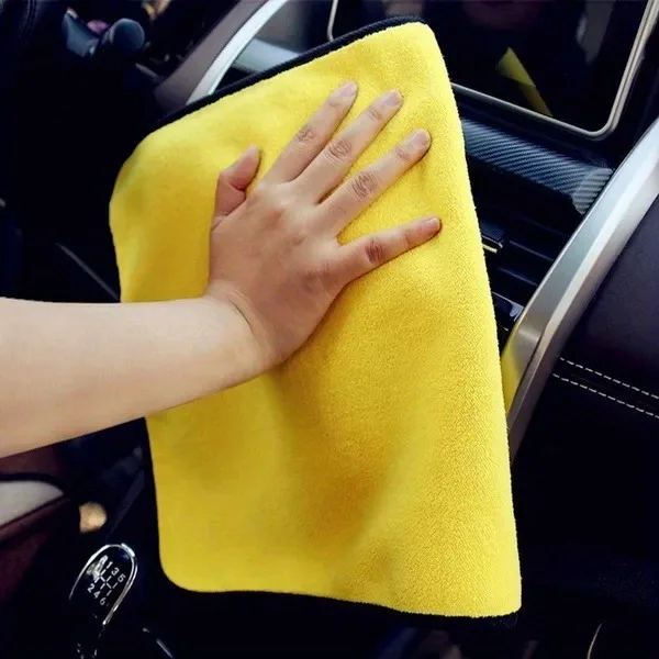 부드러운 극세사 자동차 세척 타월 이중 레이어 빠른 건조 세척 천 (창문 및 거울 닦는 천)