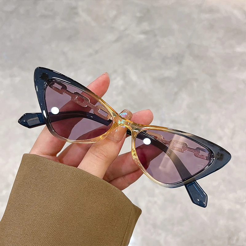 

New Multicolor Small Cat Eye Sunglasses Trendy Fashionable Popular Female Eyewear Luxury Brand Designer UV400 Shades for Women