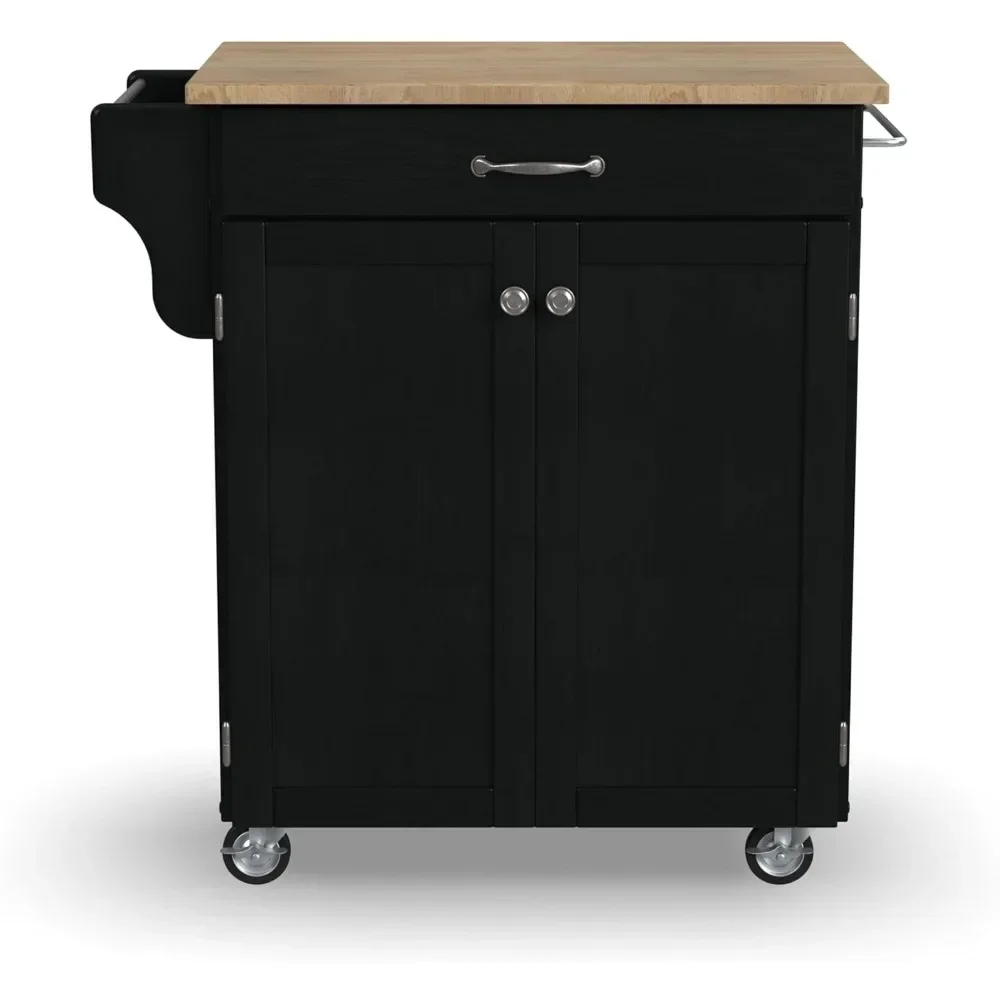

Cuisine Kitchen Cart Space Saving Trolley for Kitchen Storage and Organization Black Wood Top Organizer Cart With Wheels Hand