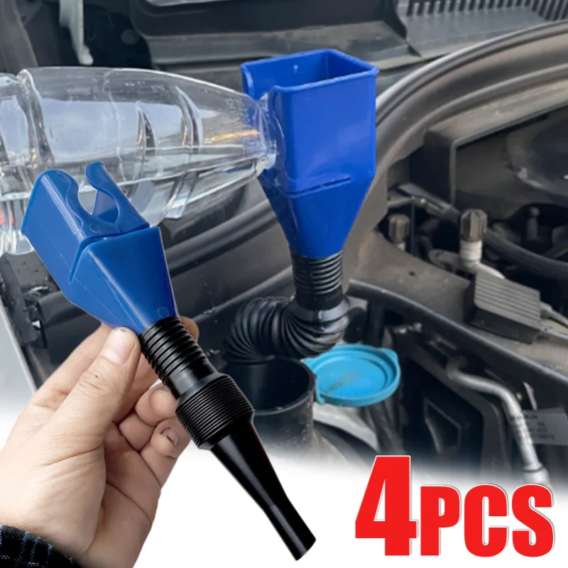 1-4pcs Car Telescopic Refueling Funnels Portable Small Plastic Funnel Car Motorcycle Engine Oil Gasoline Filling Funnel Tools