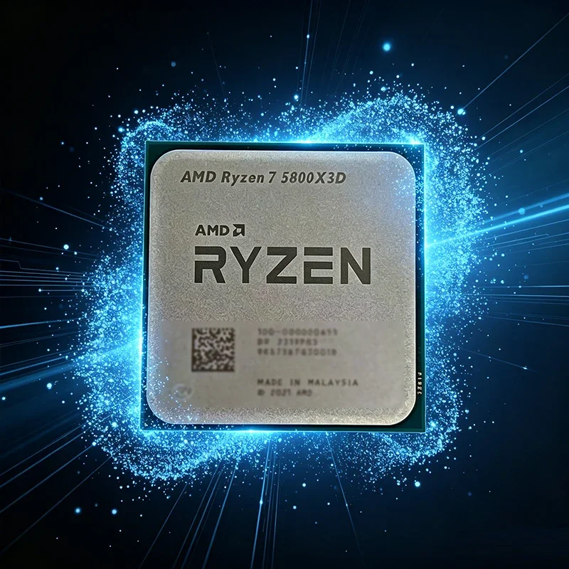 AMD 라이젠 7 5800X3D AM4 3D V-캐시 게이밍 CPU, 8코어 16스레드, 5.0GHz 부스트, 96MB L3, 105W, DDR4 트레이 칩, 쿨링팬 없음