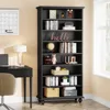 69-Inch Tall Bookcase with LED Lighting, Modern 9-Tier Freestanding Bookshelf with Solid Wood Legs, Wooden Open Display Shelf 5