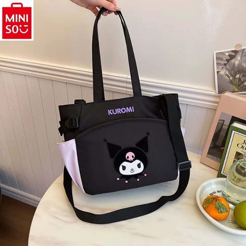 

MINISO Hello Kitty Kuromi Вместительная женская ручная сумка через плечо Студенческая высококачественная повседневная многофункциональная сумка для хранения