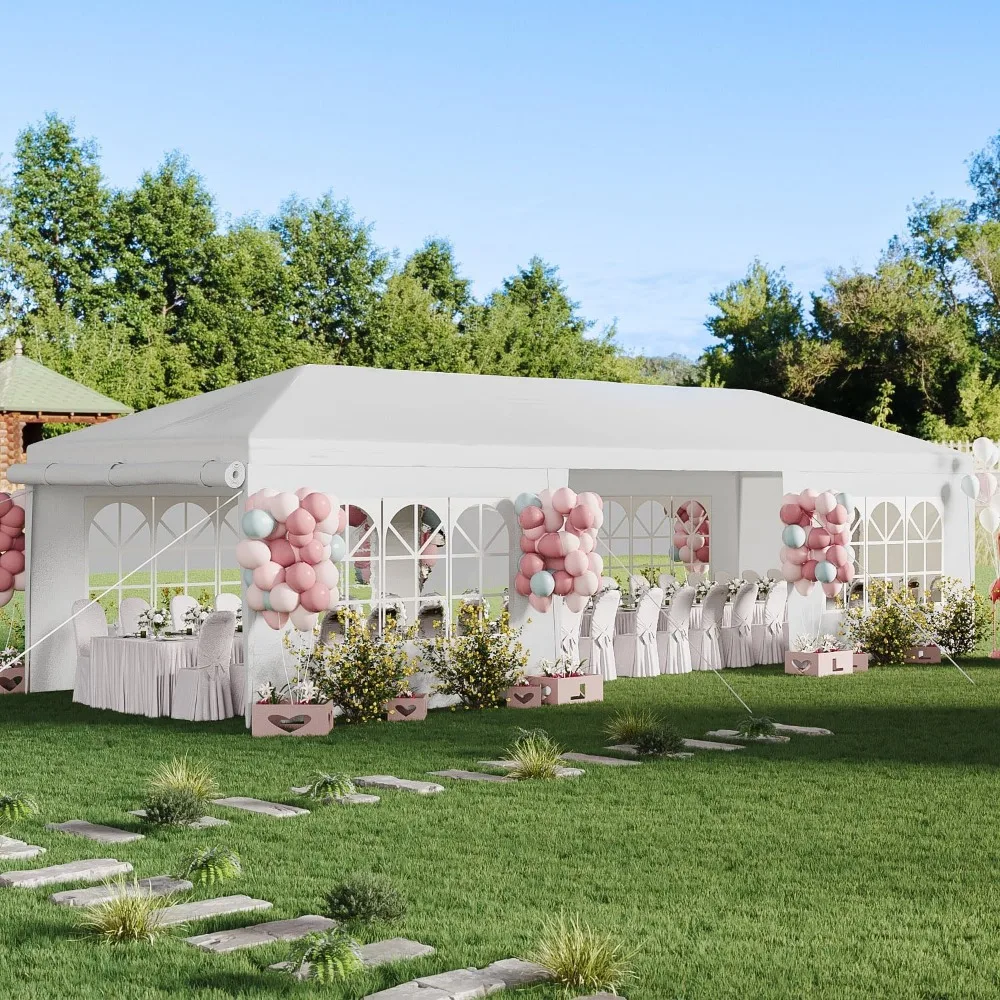 Party Tent Thickened Steel Tube 8 Removable Sidewalls Stakes Ropes Heavy Duty Event Tents Parties