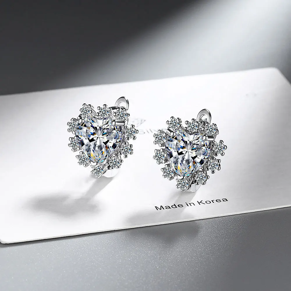 【LOVE EAR ART】名古屋JOINTS限定 Heart-Shaped Zircon Jeweled Loving Heart Ear Clip Earring