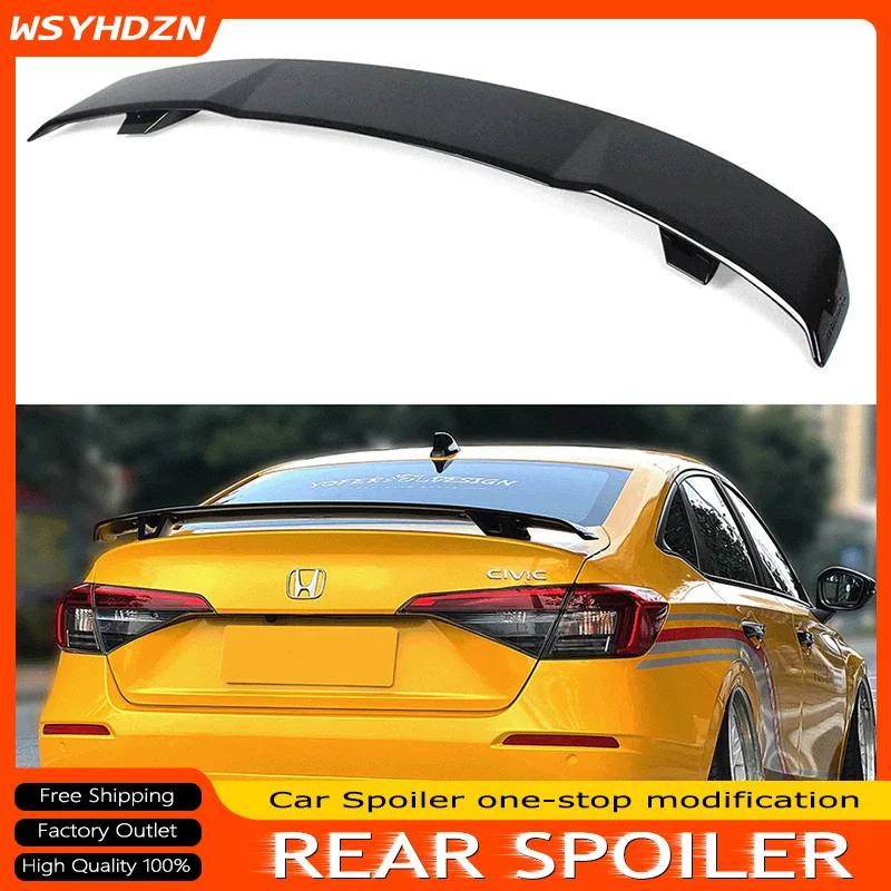 

Glossy Black Rear Spoiler For Honda Civic 2022+ Car Styling ABS Plastic Unpainted Primer Color Rear Trunk Wing Spoiler