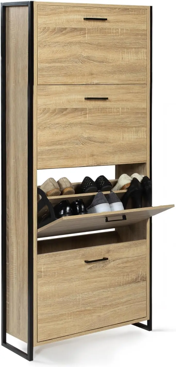 - Étagère à chaussures Luis 4 portes 24 paires Design industriel