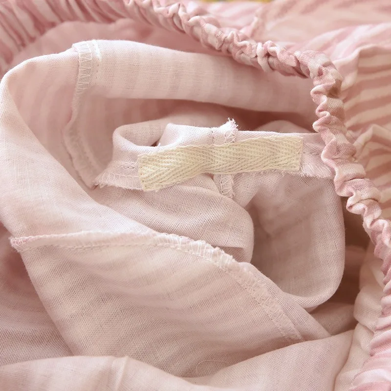 2026 New Women's Spring/Summer Sleeper Pants 100% Cotton Gauze Striped Tether Pants Striped Loose Thin Home Pants 6
