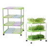 Bean Sprout Nursery Tray Shelf with Universal Wheel Stainless Steel Seedling Germination Tray HydroponicVegetable Planting Frame