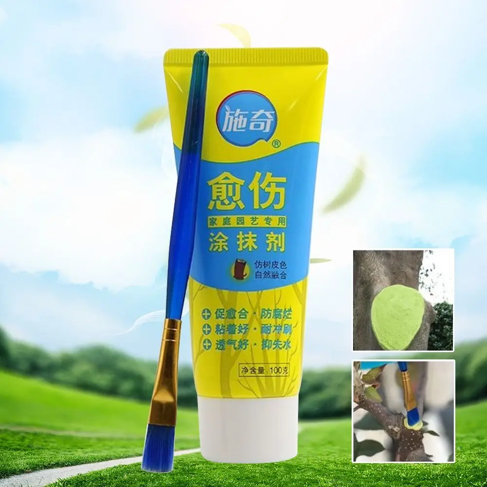 Tree Wound Bonsai Cut Paste 100g Plant Restoring Regrowth Sealant Smear Agent Pruning Compound Sealer With Brush Plant Wound Sealer
