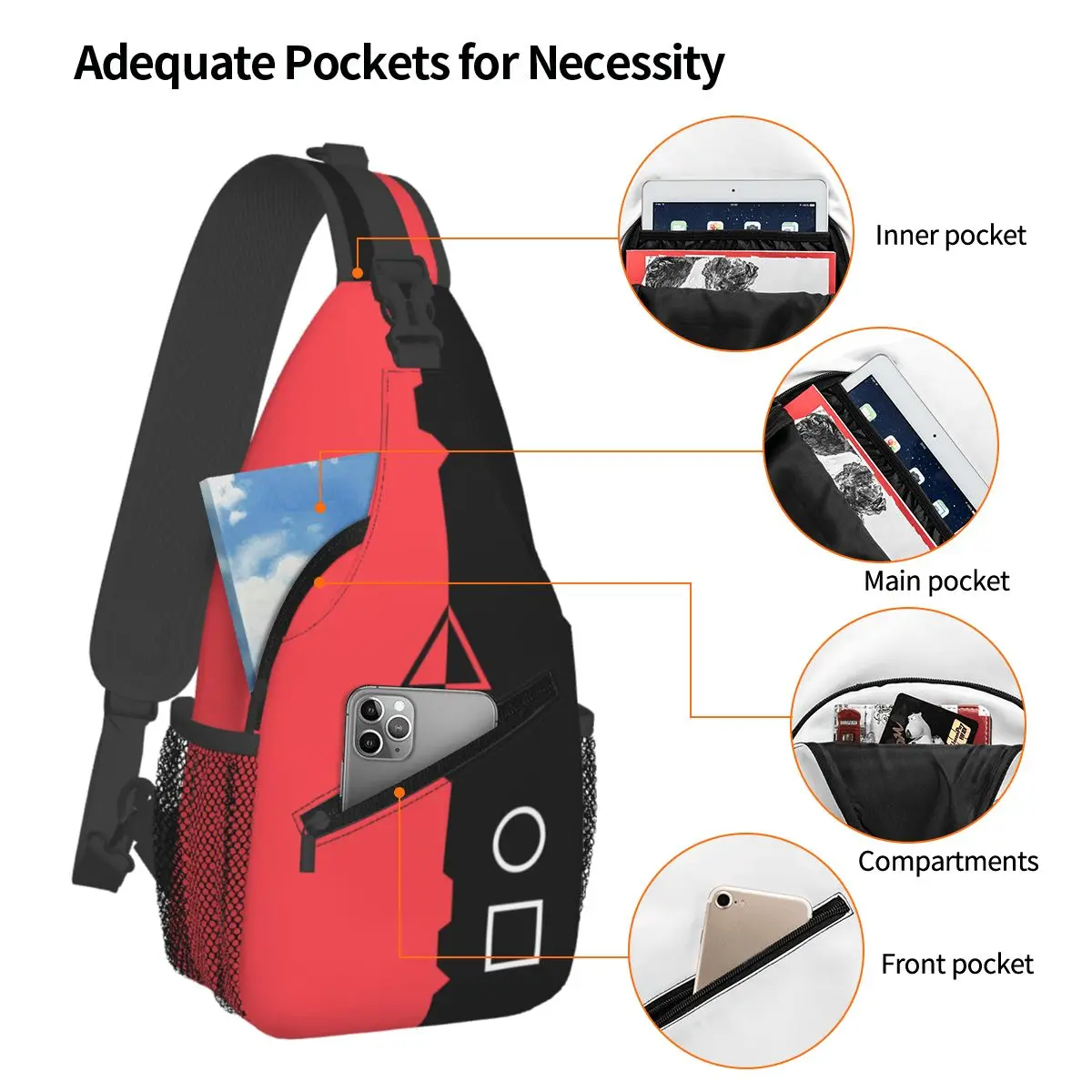 Sling Geometry Triangle Circle Chest Bags Crossbody Shoulder Backpack Outdoor Sports Daypacks Fashion Bag 4