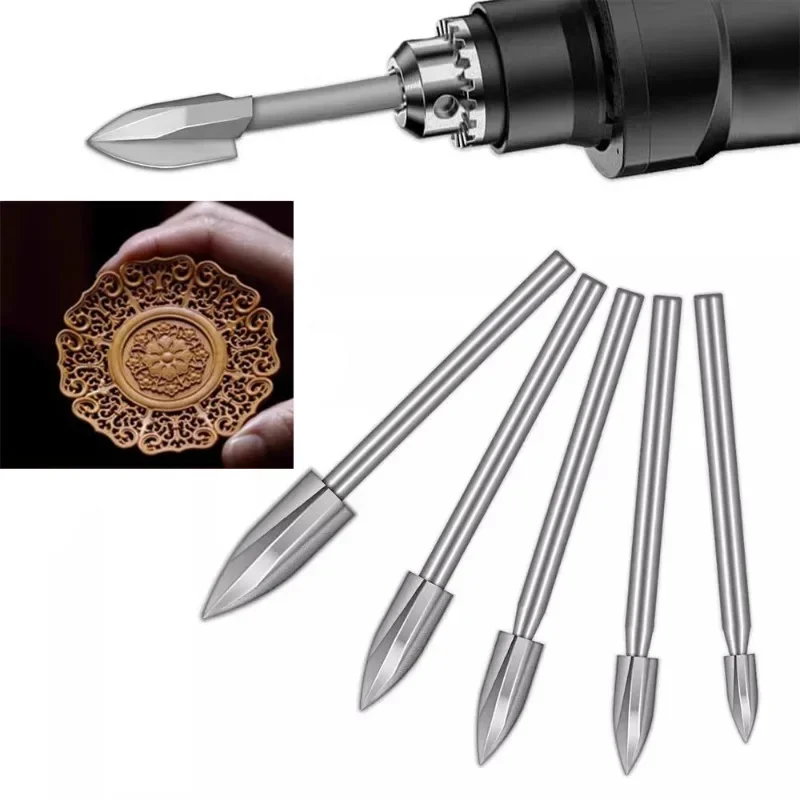 

3mm Shank 3-8mm Milling Cutter White Steel Sharp Edges Woodworking Tools Three Blades Wood Carving Knives Wood Carving Drill Bit