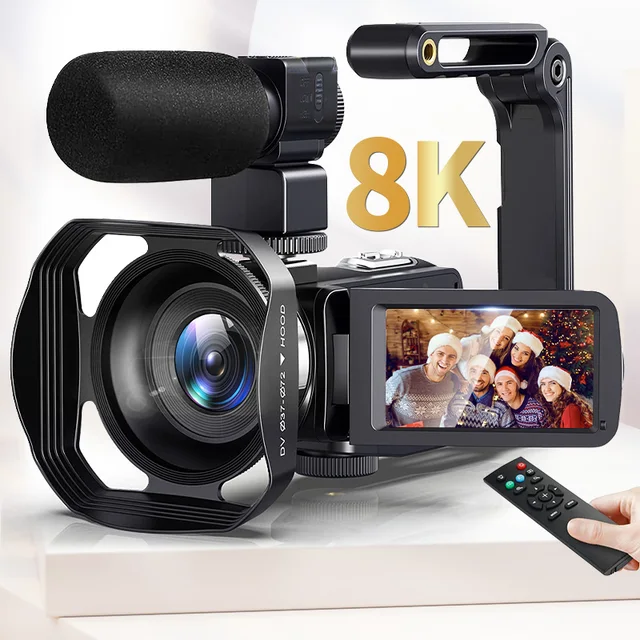 ウルトラHDビデオカメラ,8K, 3インチLCDタッチスクリーン,18倍