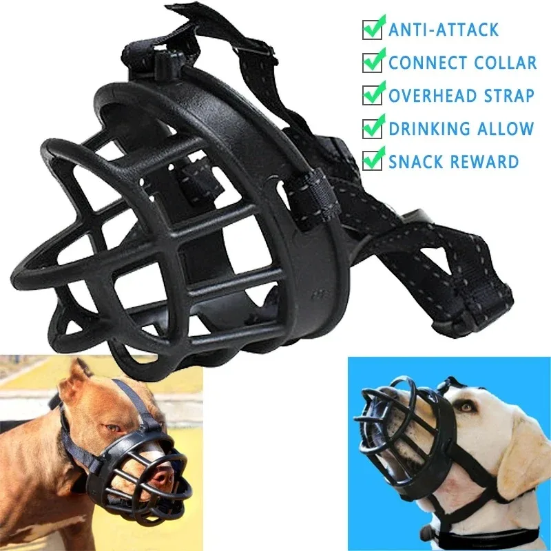 Dog Muzzle 1pc Adjustable Dog Muzzle Soft Silicone Breathable Mesh Strong Basket Small&Large Dog Mouth Muzzles Pet Training Accessories