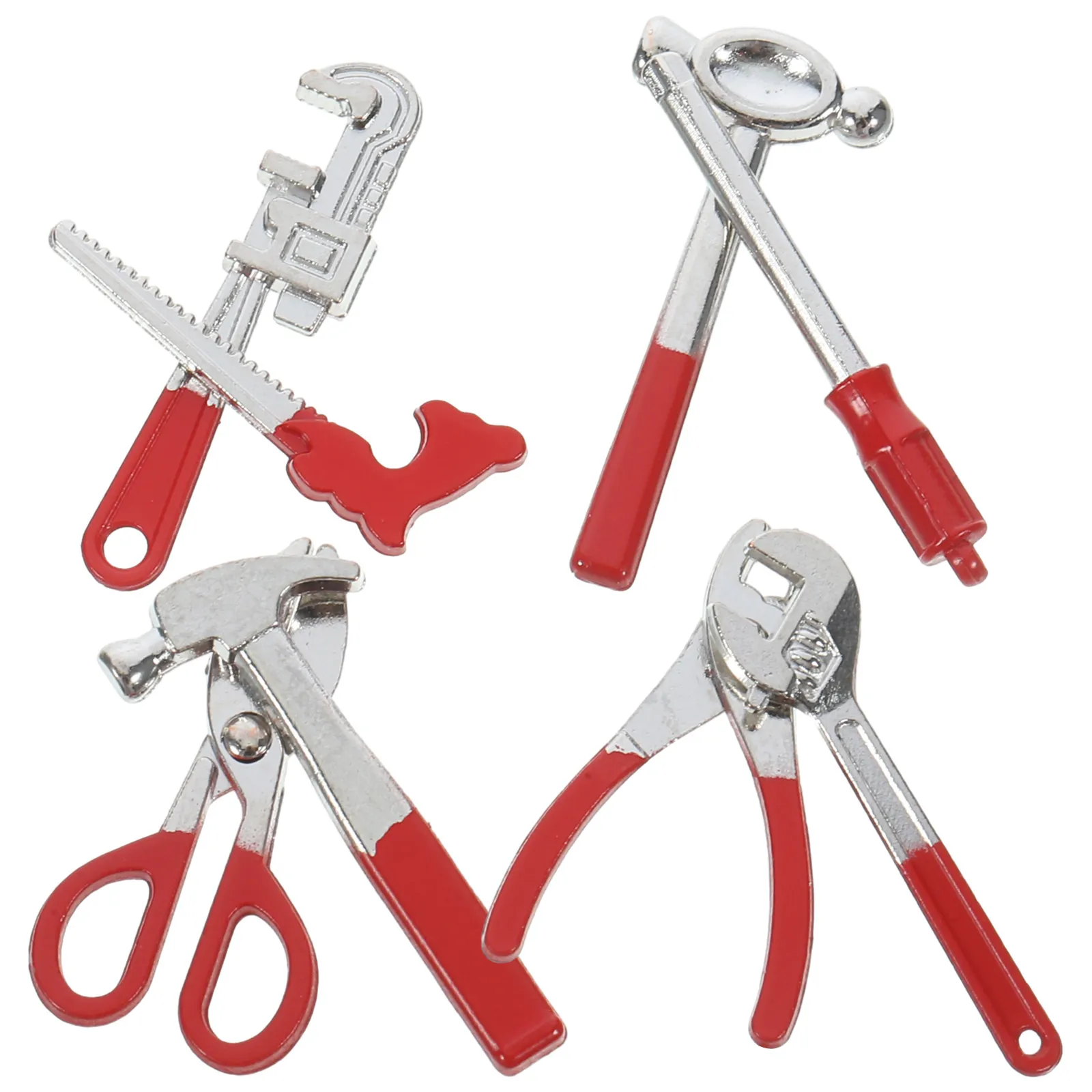 8Pcs 미니 하우스 시뮬레이션 수리 도구 세트 장 소형 합금 미니어처 액세서리 놀이용 미니 도구 장식품