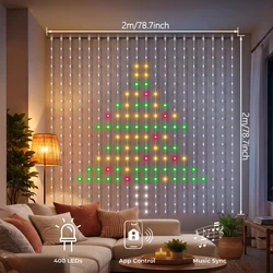 Radiant LED Curtain Lights - USB Powered with Music Sync for Festive Indoor & Outdoor Decor (2M X 2M - 400LEDS)