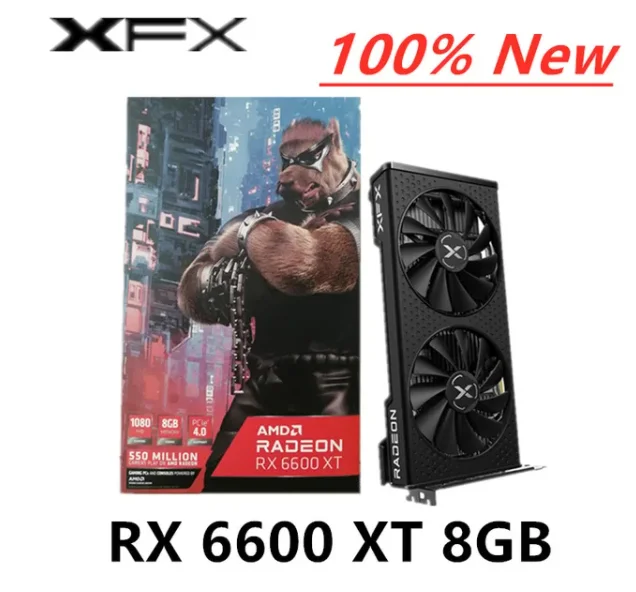 

New XFX RX 6600 XT 6600XT 8GB 6500 XT Graphics Card GPU Radeon RX6600 RX6600XT GDDR6 Video Cards Desktop PC AMD PC Computer Game