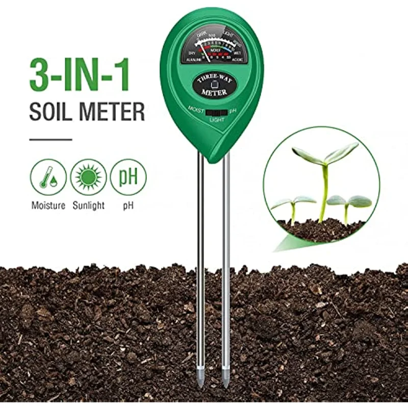 Soil Moister Meter  3 In 1 Soil PH Tester Soil Test Kit for Lawns Garden Farm, House Indoor Outdoor Hydrometer for Plants