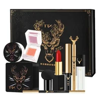 Black Gold Elk Makeup 9Pcs/Set APC Infused Night Cream Matte Makeup Bag Lipstick Eyeliner Birthday Gift Beauty Box Cosmetics Set 1