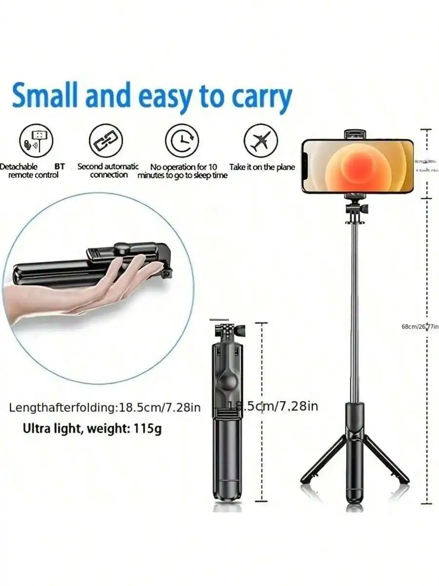 S03 Wireless Selfie Stick with Detachable Remote & 360° Tripod Stabilizer 4