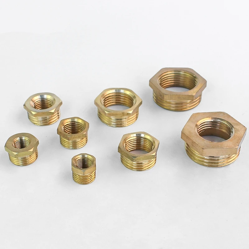 Pipe Fitting Brass Hex Bushing Reducer 1/8 1/4 3/8 1/2 3/4 F to M Threaded Reducing Copper Water Gas Adapter Coupler