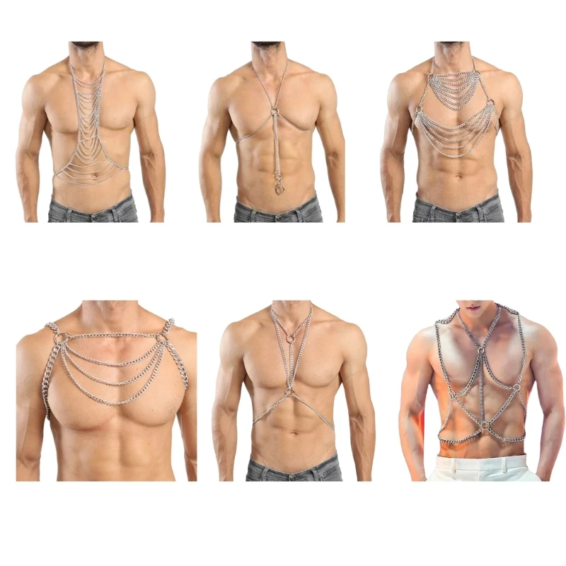 

Sexy Punk Body Chain Chest Harness Men Metal Chain, Punk Gothic Carnival Men Clubwear Clothing Accessories