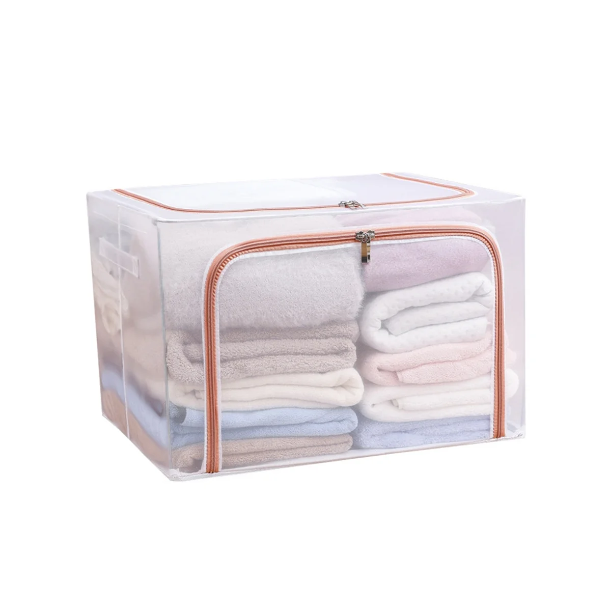 

Cloth Clothes Steel Transparent Storage Box Bed Sheet Blanket Pillow Shoe Rack Container Foldable Storage Case A