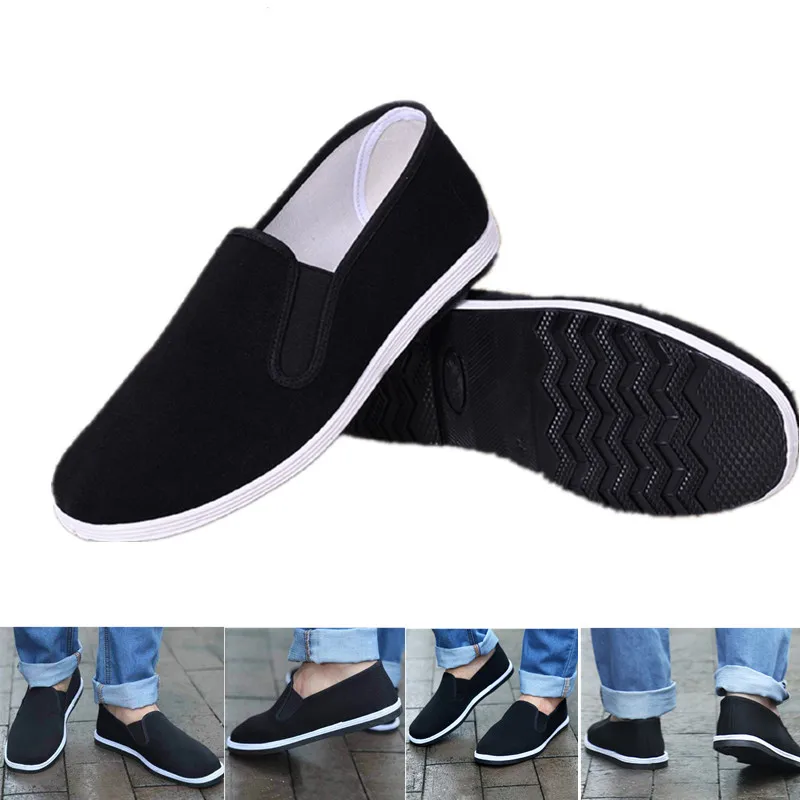 

New Chinese Kungfu Shoes Black Chinese Traditional Kung Fu Shoes Tai Chi Wushu Shoes Old Peking Shoes Martial Art Sneakers 35~44