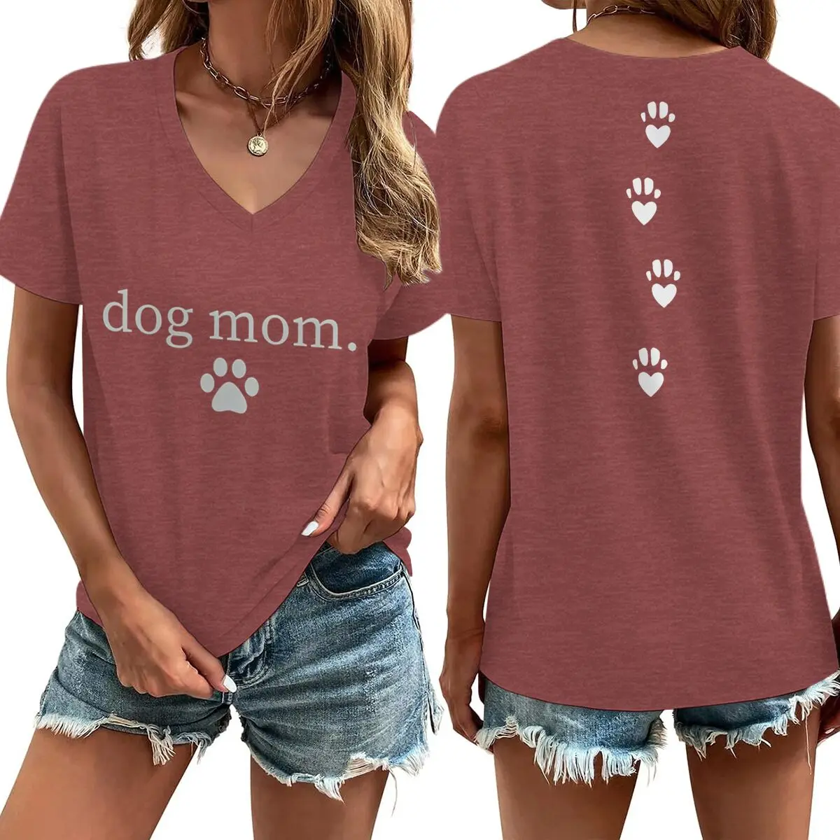 Dog Mom V-Neck Tee 7