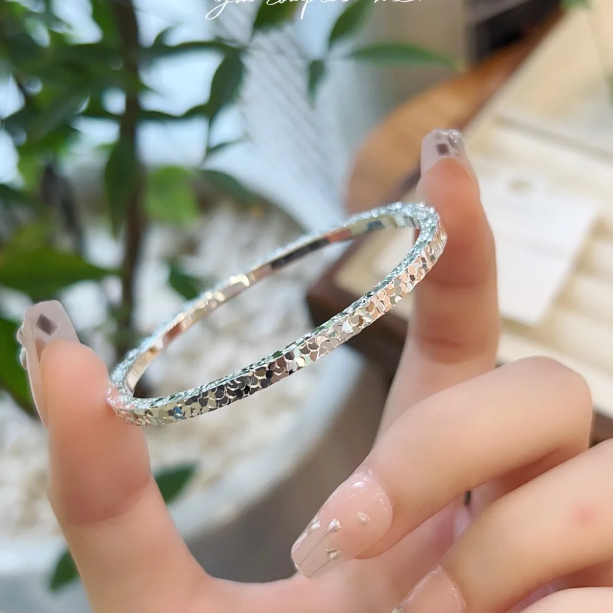 S999 Pure Silver Fashion Bracelet Three-Sided Crushed Ice Classic Sterling Silver Solid Bangle Fine Jewelry Gift New EW1004 4