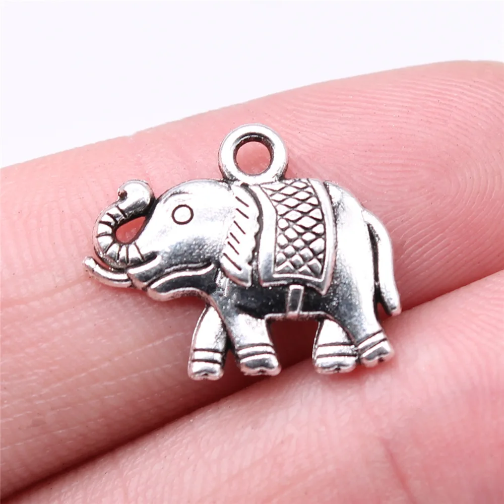Abalorio de la suerte Uniqueen con diseño de elefante tailandés antiguo para pulseras de cuentas 