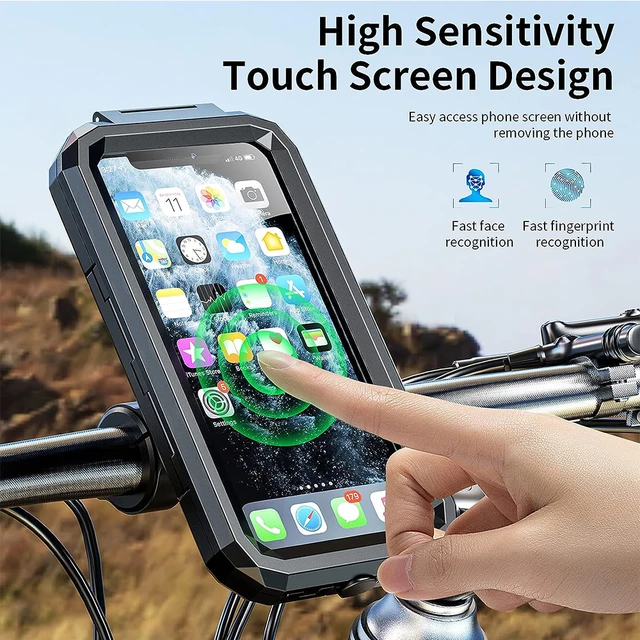 Holder Cell Phone Motorcycle Bike Waterproof Handlebar Touch Screen Case  Mount