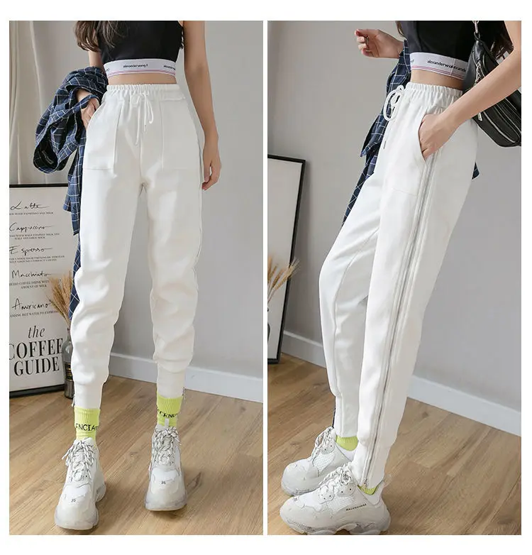 Frauen Zipper Harem Hosen Lose Streetwear Jogginghose Casual Leggings Mode Koreanische Weibliche Cargo Hosen Womnn Hip Hop Hosen – Detail 3