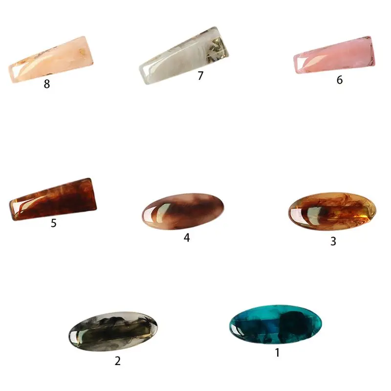 Transparent Colored Acrylic Hair Clip Women Oval Trapezoidal Alligato