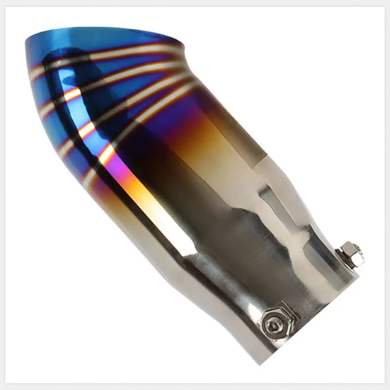 Universal Car Exhaust Pipe 64mm Muffler Tip Stainless Steel Chrome Auto Tail Throat Trim Rear Replacement