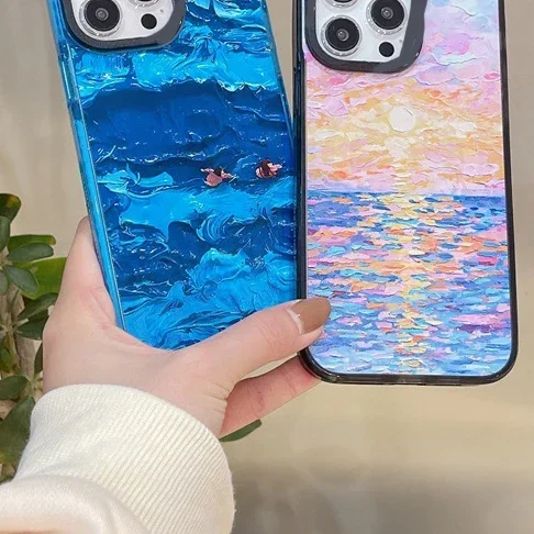 MagSafe Acrylic Sea Wave Phone Case Cover for IPhone 11 12 13 14 15 Pro Max Case for IPhone 15 Pro Max