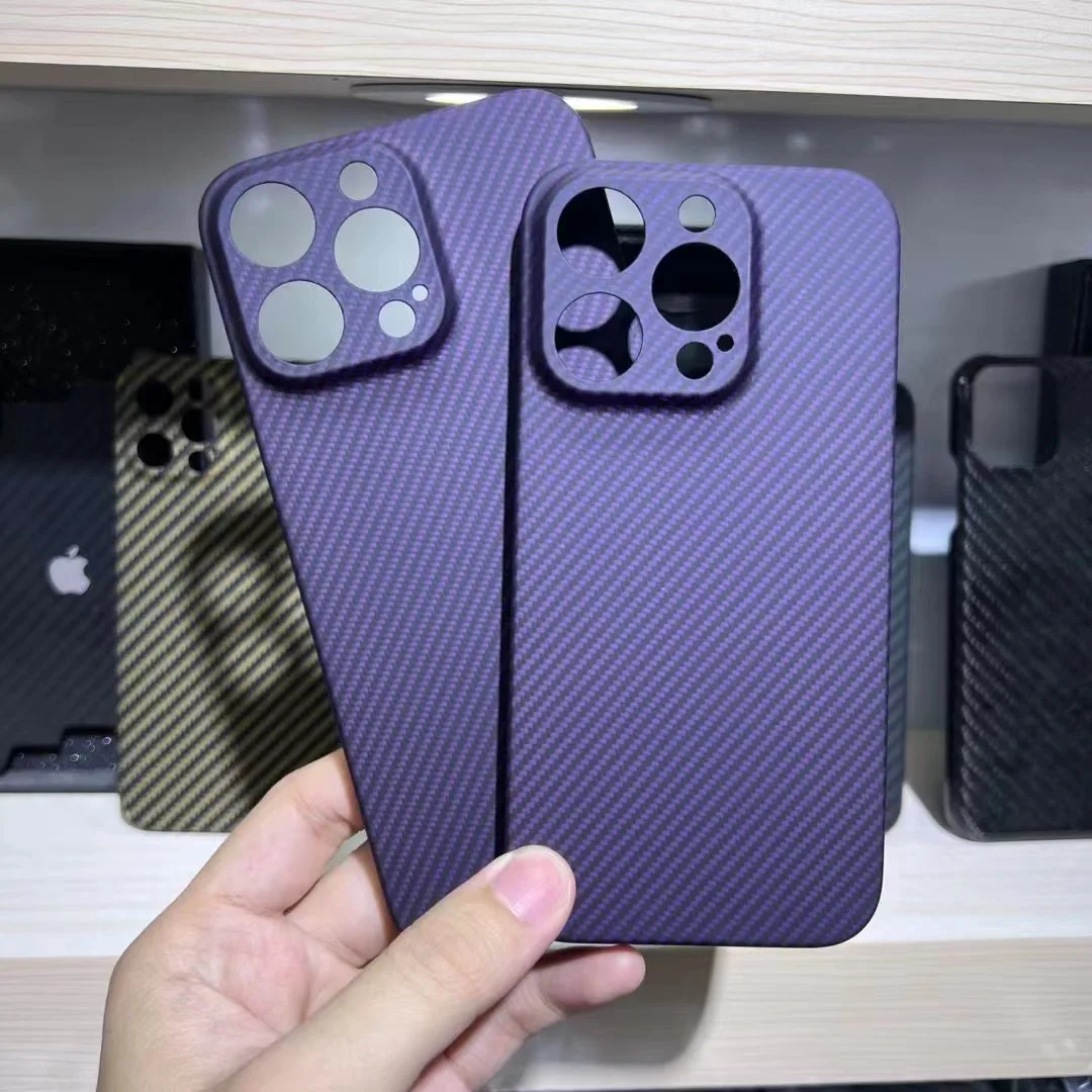 

Чехол из настоящего углеродного волокна для iPhone 14 Pro Max 14Pro, фиолетовый чехол для телефона, Арамид, Ультратонкий чехол-накладка для Apple Phone 14promax Skin
